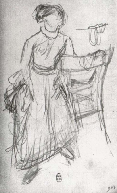 Study of Helene Rouart sitting on the Arm of a Chair, Edgar Degas